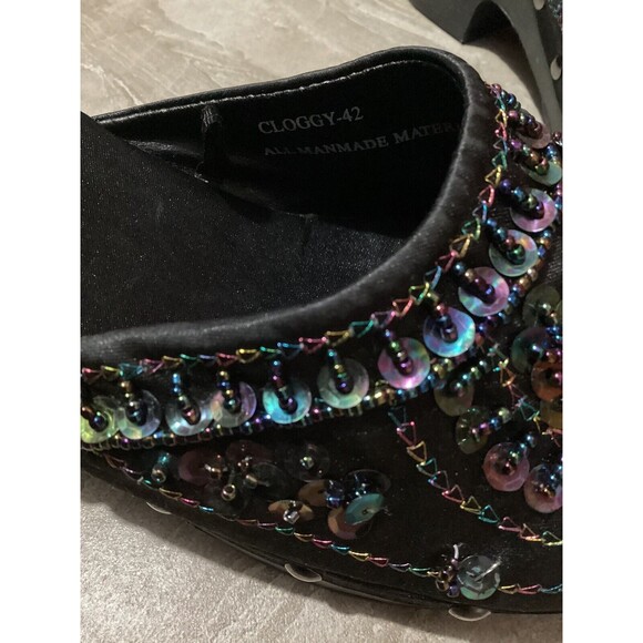 Dollhouse Platform Vintage 90s 00s Black Floral Embellished Clogs Slip On 6.5 - Picture 3 of 9